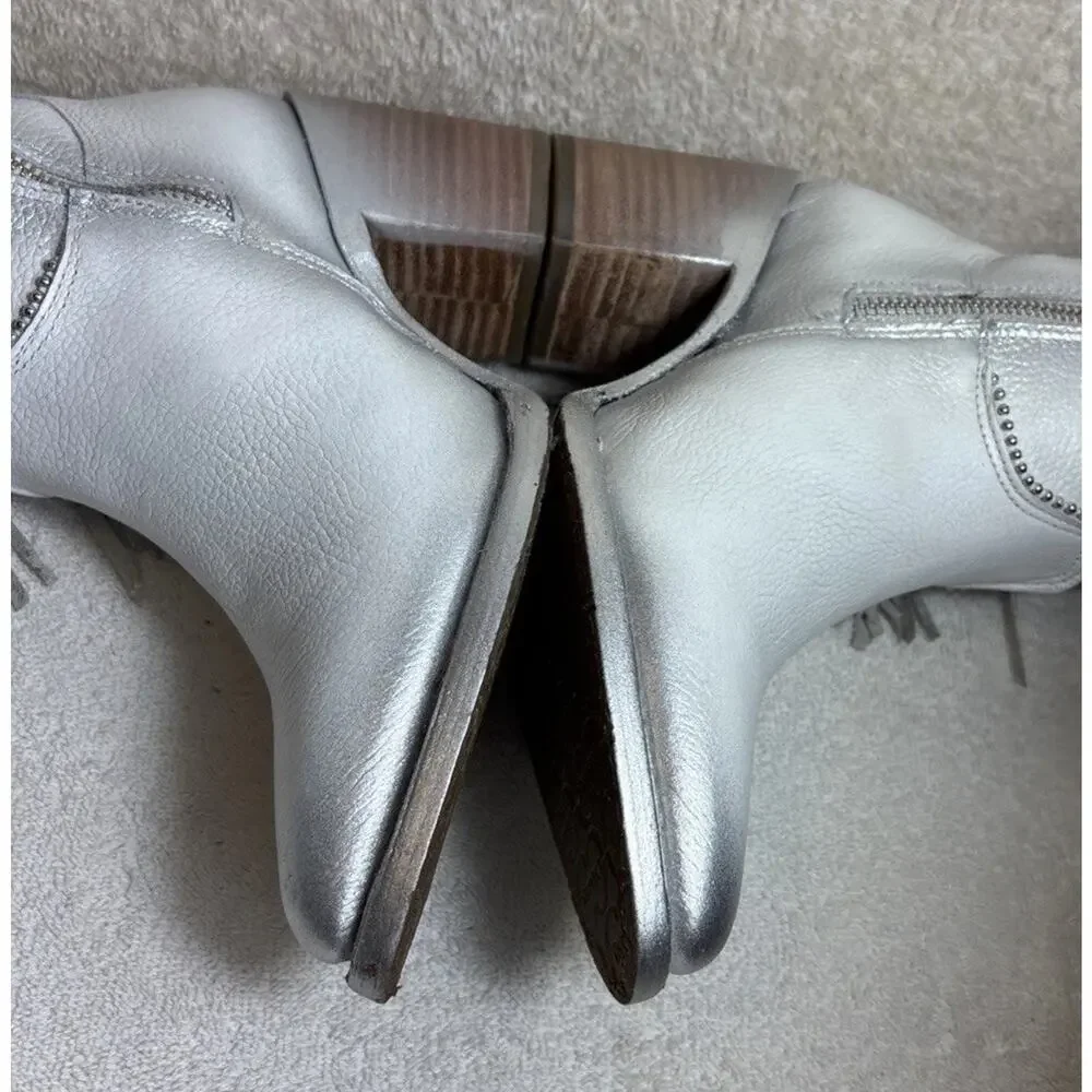 Cuadra Women's Tall Boot White Leather Side Zipper Size 6 M